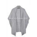 Women's Knitted Open Front Ribbed Poncho Cape